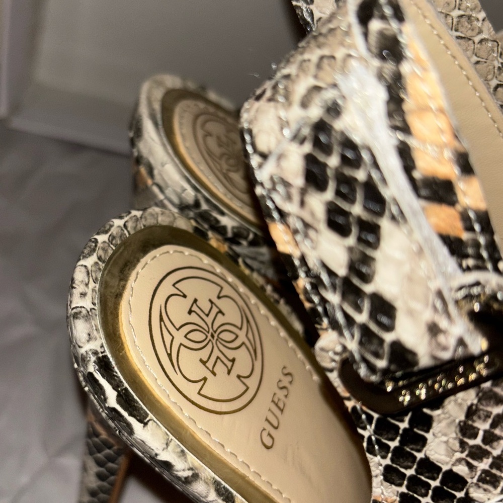 Guess Black and Cream Snakeskin Heels - Picture 7 of 11
